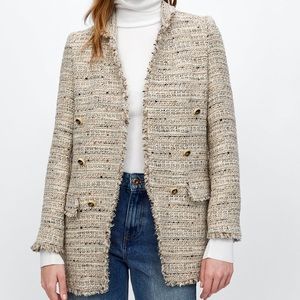 zara cream tweed jacket